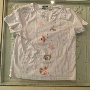 Women's White Ocean-Themed Blouse